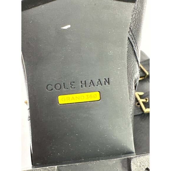 Cole Haan Foster Size 9.5 Leather Double Buckle Block Heel Booties Zip - Picture 9 of 9